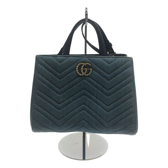 Gucci Handbag GG Marmont Shoulder Bag Quilting Denim Blue